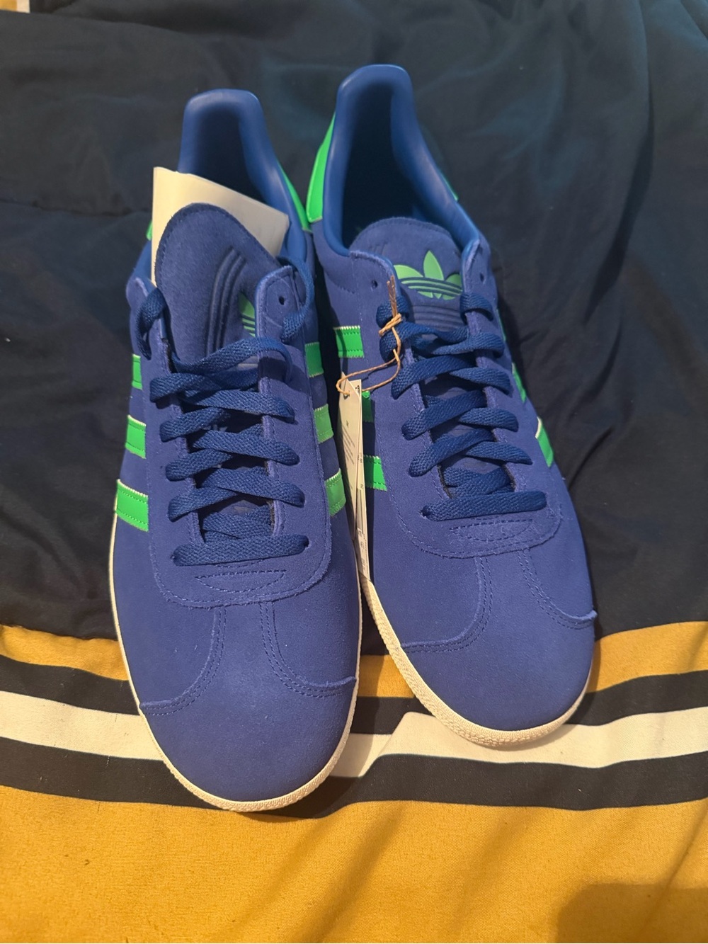 adidas Blue with Green Stripe Retro Sneakers